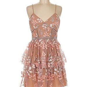 Floral Embroidered Spaghetti Strap Dress